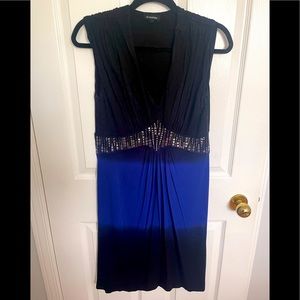 Le Chateau v-neck blue/black dress